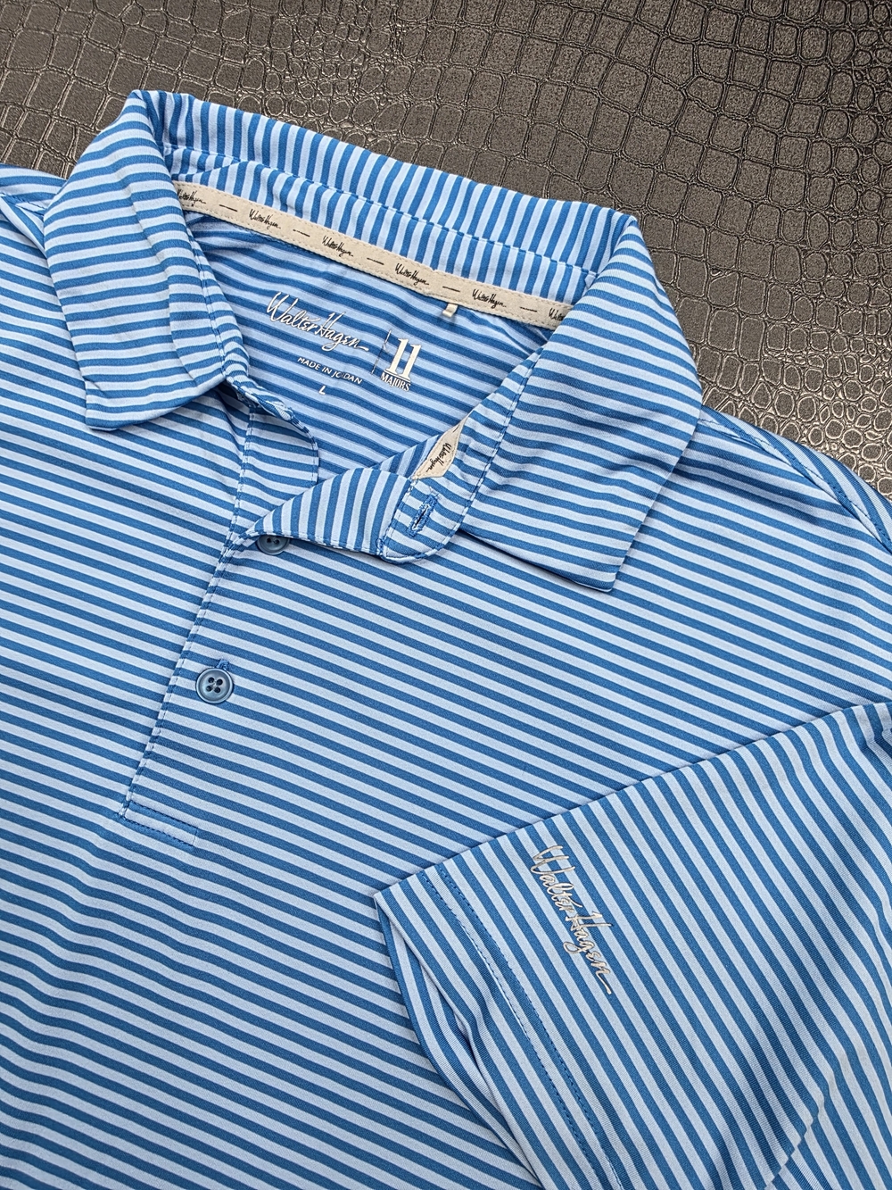 Walter Hagen 11 Majors Performance Golf Polo Teal Blue Stripe Size L